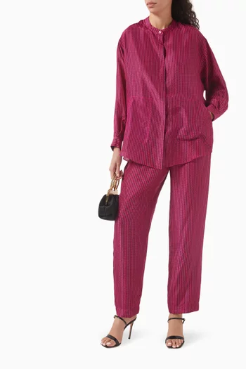 Chinese-collar Shirt & Pants Set