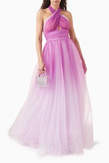 Cross-front Ombre Gown in Tulle