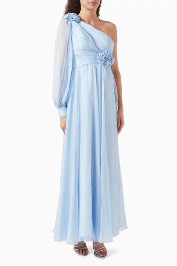 One-shoulder 3D Flower Gown