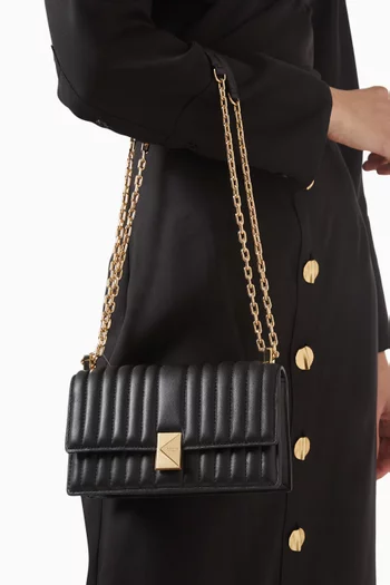 Mini Deco Flap Chain Crossbody Bag in Quilted Leather