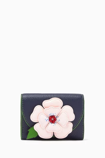 Floral Card Case in Leather
