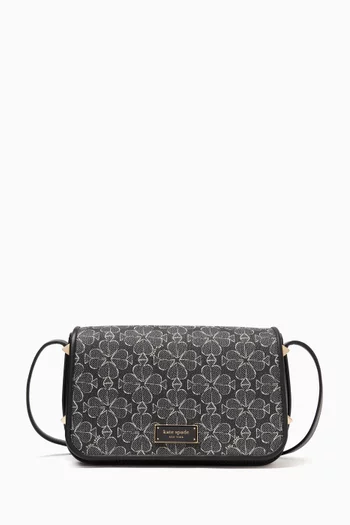 Small Spade Flower Flap Crossbody Bag in Jacquard