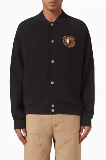 Crest Logo Bomber Jacket in Cotton