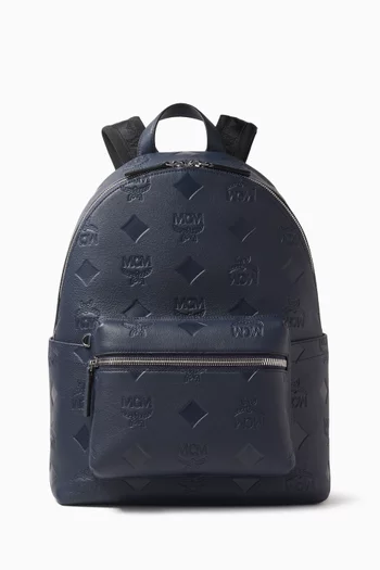 Buy MCM Blue Stark Backpack in Maxi Monogram Leather For Men Online Ounass Bahrain