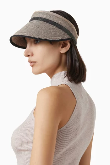 Monili-embellished Visor in Woven-cotton