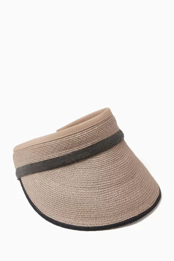 Monili-embellished Visor in Woven-cotton