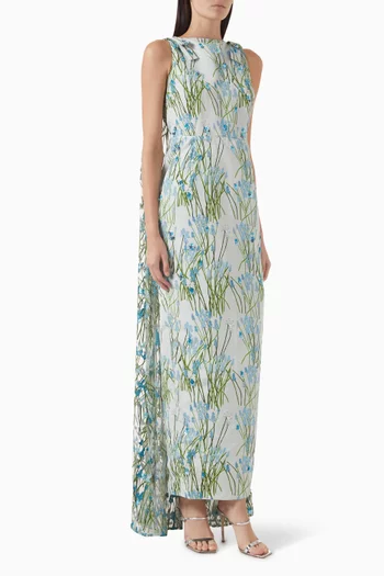 Charlene Cape Embroidered Maxi Dress
