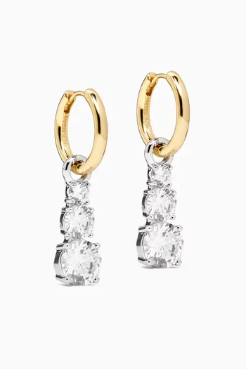 Graduated Solitaire Hoop Earrings in 14kt Gold-plated Vermeil