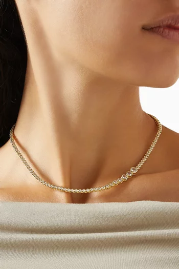 Graduated Astro Tennis Necklace in Gold-plated Brass