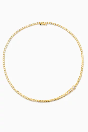 Graduated Astro Tennis Necklace in Gold-plated Brass