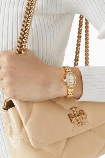 Oval Stainless Quartz Watch, 22 x 28mm