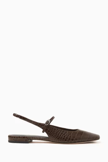 Claire Slingback Mules in Croc-embossed Leather