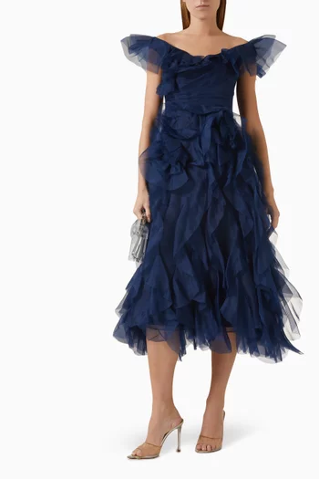 Off-shoulder Midi Dress in Organza