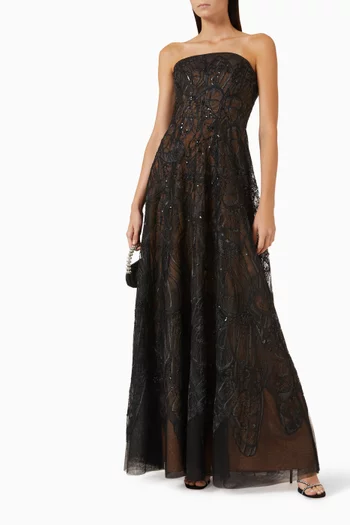 Strapless Sequin-embellished Gown