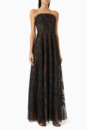 Strapless Sequin-embellished Gown