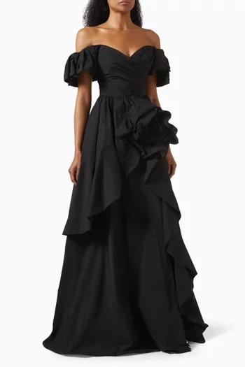 Off-shoulder Gown in Taffeta