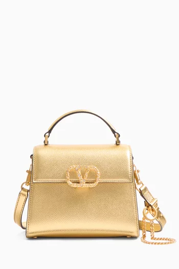 Mini Sling Handbag in Laminated Grainy Calfskin