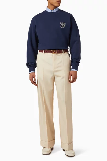 Turn-up Pants in Wool Gabardine