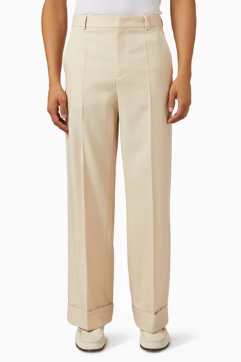 Turn-up Pants in Wool Gabardine