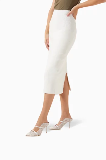 حذاء مورين مفتوح من الخلف بكعب 85 مم دانتيل وجلد نابا