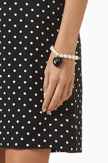 Coeur Royal Enamel & Pearl Bracelet in Gold-tone Metal