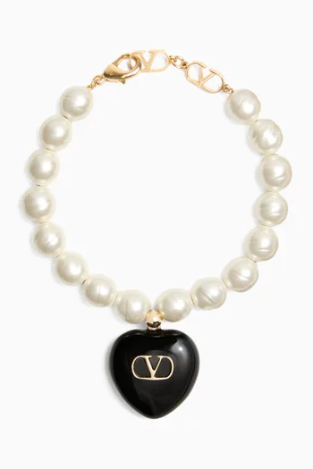Coeur Royal Enamel & Pearl Bracelet in Gold-tone Metal