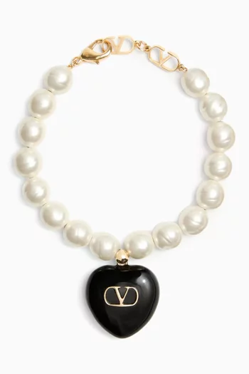 Coeur Royal Enamel & Pearl Bracelet in Gold-tone Metal
