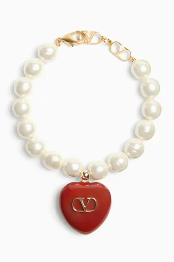 Coeur Royal Enamel & Pearl Bracelet in Gold-tone Metal
