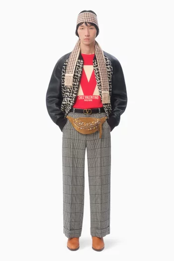 Chez Valentino Patch Bomber Jacket in Wool Tweed