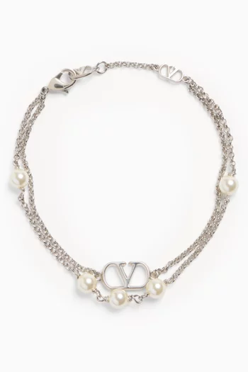 VLOGO Swarovski® Pearl Bracelet in Palladium-tone Metal