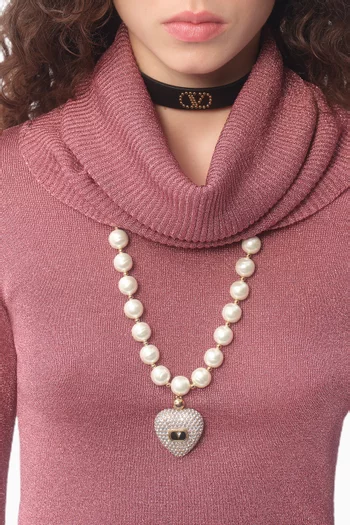 قلادة كور رويال مرصعة بلؤلؤ وكريستال سواروفسكي معدن بلون ذهبي