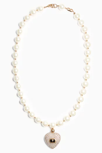 قلادة كور رويال مرصعة بلؤلؤ وكريستال سواروفسكي معدن بلون ذهبي