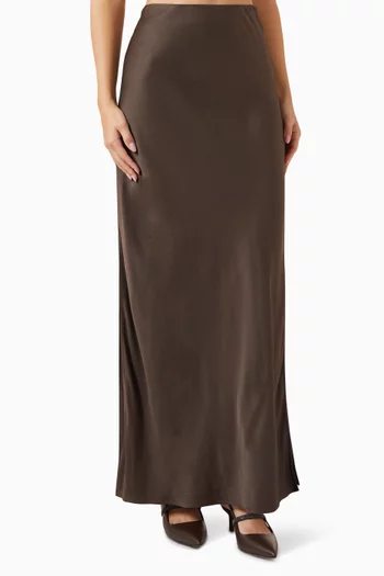 تنورة طويلة بقصة مائلة حرير كادي