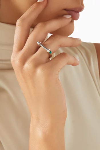 Barbell Green Onyx Ring in Sterling Silver