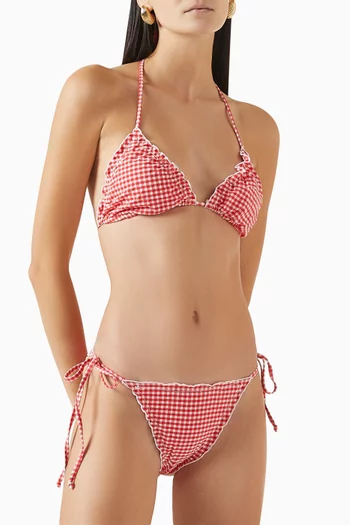 Gingham Bikini Top in Stretch Nylon
