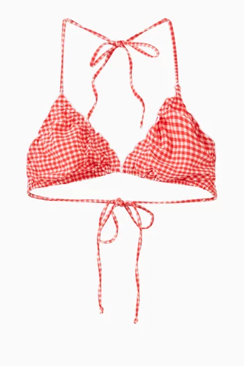 Gingham Bikini Top in Stretch Nylon