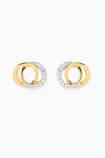 Interlocked Circles Diamond Stud Earrings in 18kt Gold