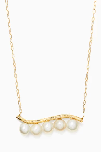 Wavy Pearl Pendant Necklace in 18kt Gold