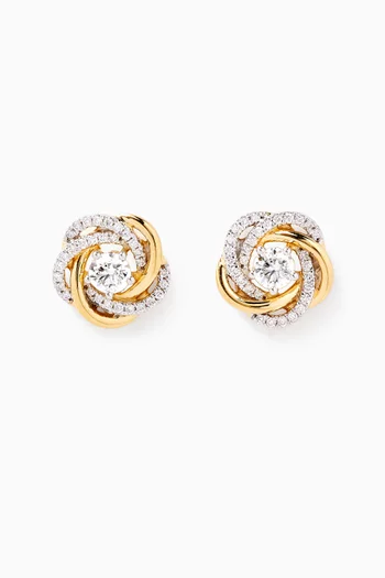 Swirl Diamond Stud Earrings in 18kt Gold