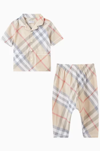 Check Shirt & Pants Set in Cotton