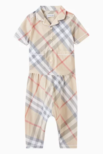 Check Shirt & Pants Set in Cotton