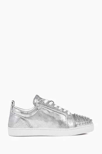Buy Christian Louboutin Silver Louise Junior Spikes Sneakers in Metallic Leather For Women Online Ounass Bahrain