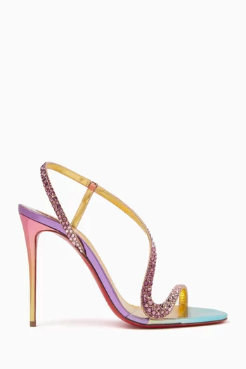 Rosalie 100 Crystal-embellished Sandals in Metallic Suede