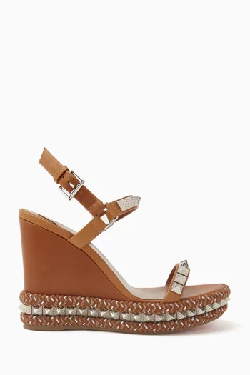 Pyraclou 110 Espadrille Wedges in Raffia & Wax Calf Leather
