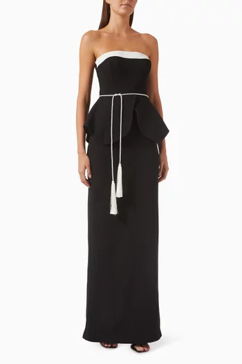 Clamens Peplum Gown in Crepe
