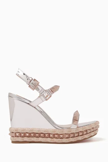 Pyraclou 110 Espadrille Wedges in Raffia & Patent Leather