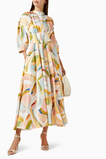 Posthill Midi Dress in Linen Blend