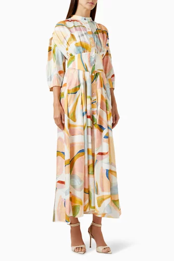 Posthill Midi Dress in Linen Blend