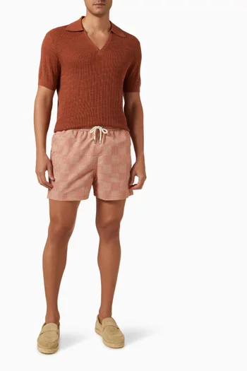 Copa Check Rio Swim Shorts in Recycled Polyester