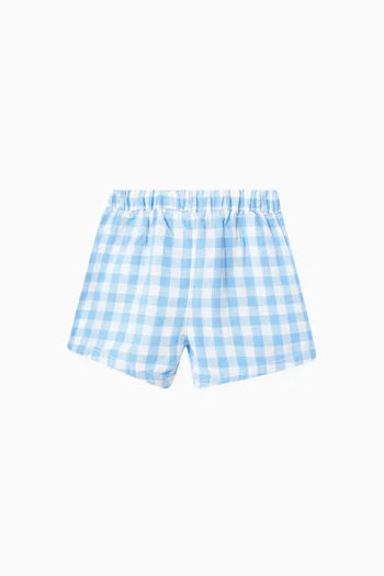 Ocean Gingham Shorts in Linen-blend